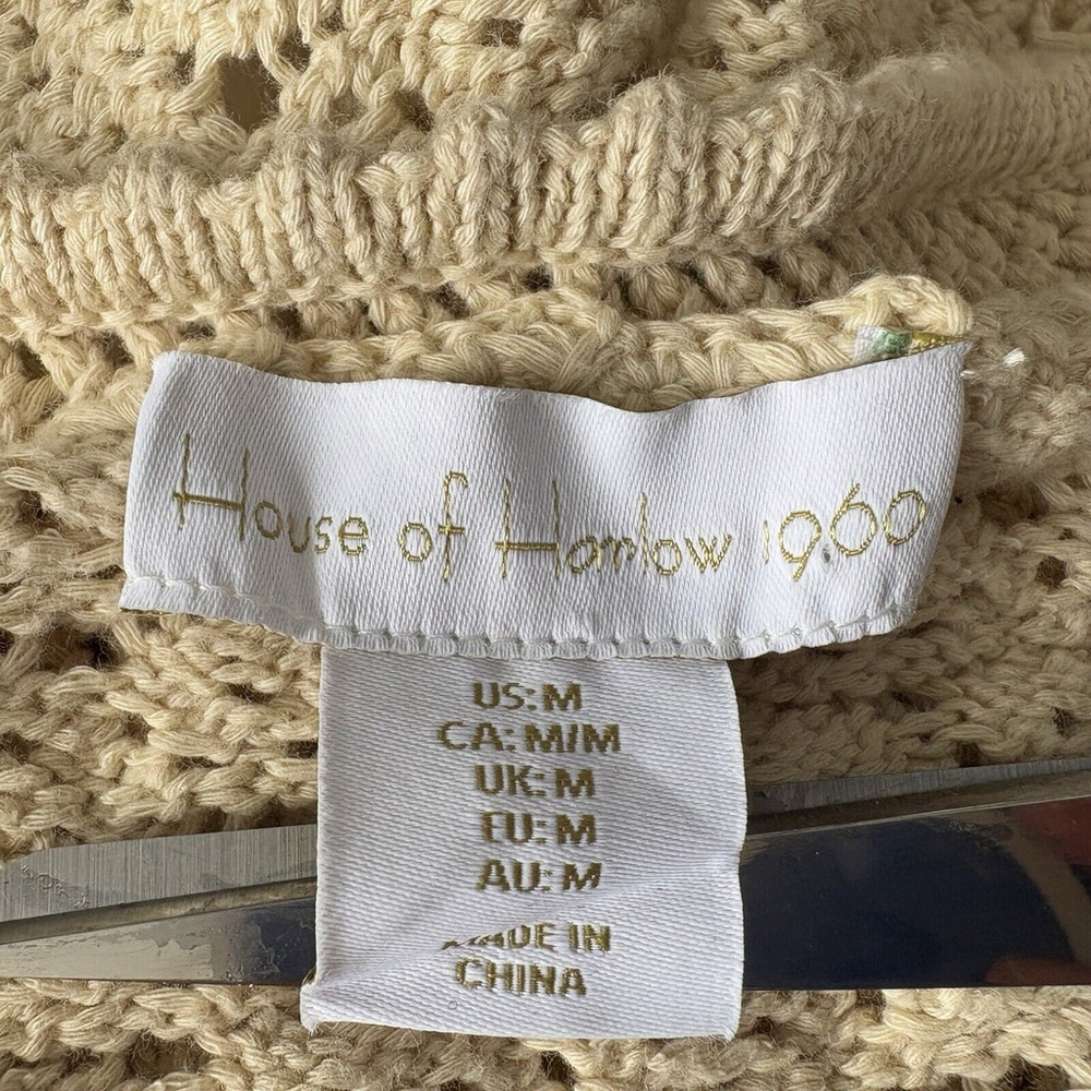 House of Harlow 1960 Top Crochet Cropped Halter Beige Sz. M - Picture 7 of 10